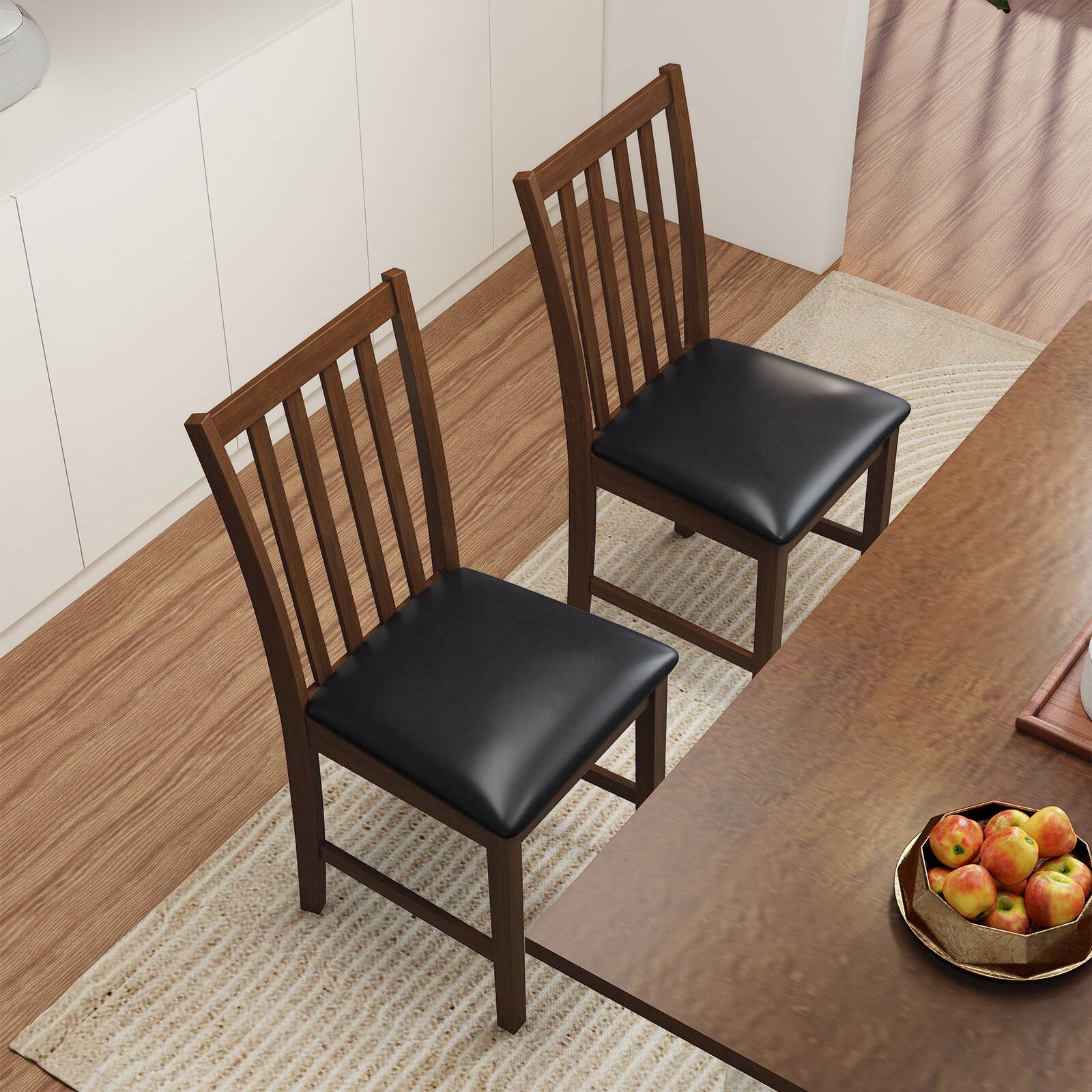 Alt View 1. Gymax - Gymax Wooden Dining Chair Set of 2 w/Rubber Wood Frame & Padded Seat & Curved Back Brown - Brown.