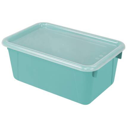 Front. Storex - Storex Small Cubby Bin with Cover, Classroom Teal.