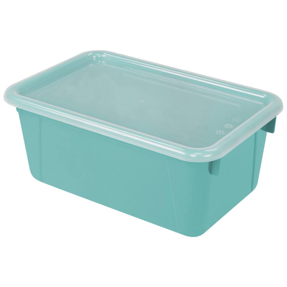 Front. Storex - Storex Small Cubby Bin with Cover, Classroom Teal.