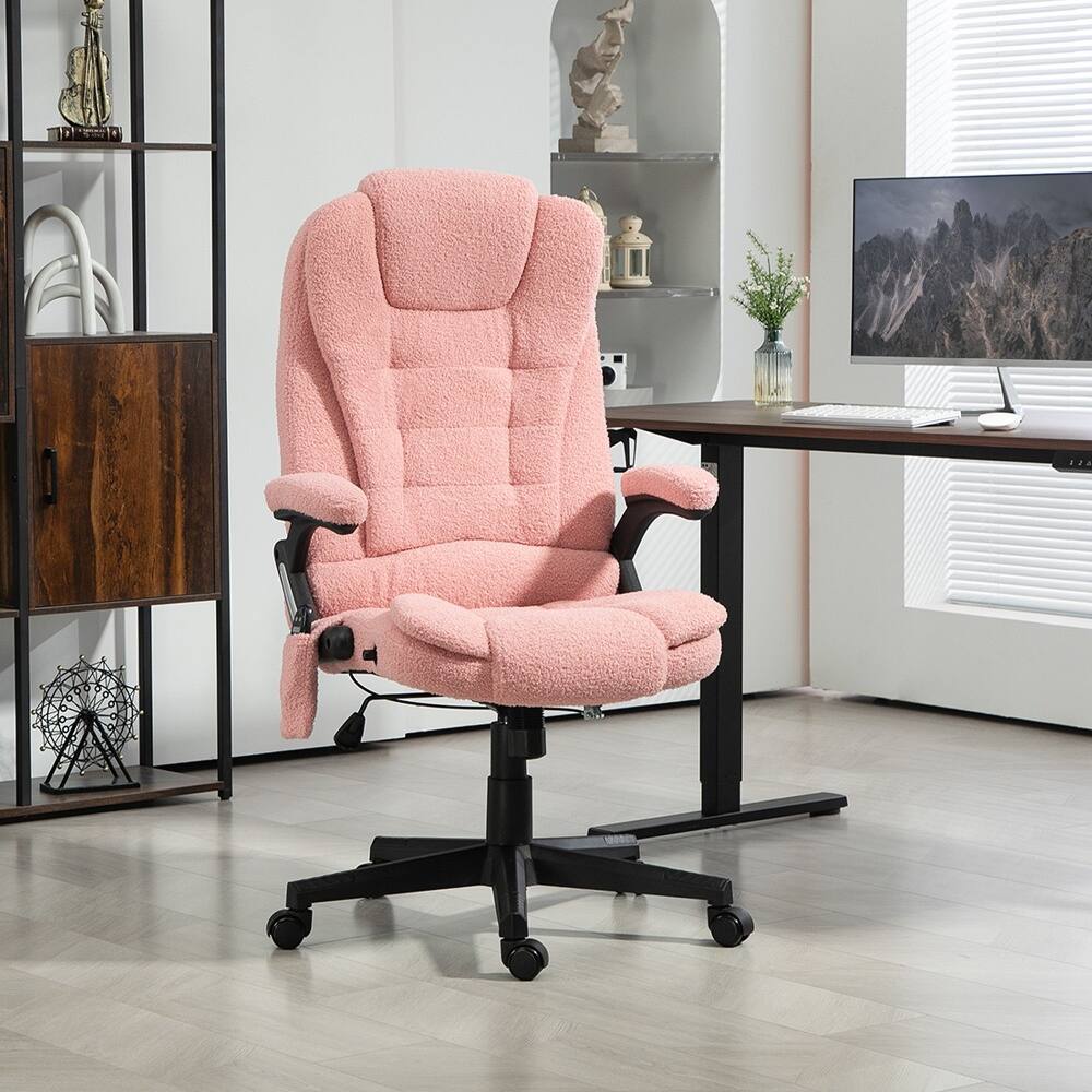 Angle. Loheer - Loheer Pink Massage Office Chair Heated Executive Velvet Desk Chair - Pink.