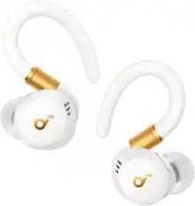 Front. Soundcore - by Anker Sport X20 True Wireless Noise Cancelling Earbuds - White.