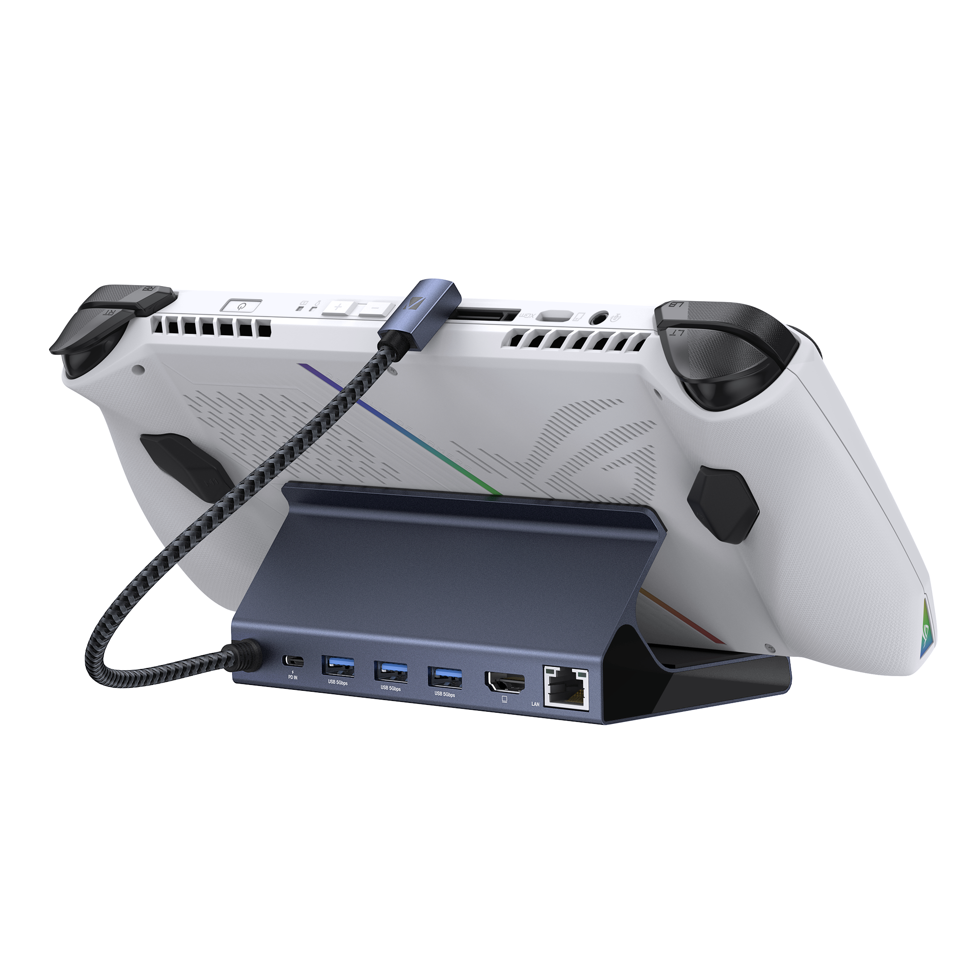 Angle. iVANKY - iVANKY 8-in-1 Docking Station with 65W PD Charger for Valve Steam Deck OLED/ASUS ROG Ally/Lenovo Legion Go/MSI Claw - black.