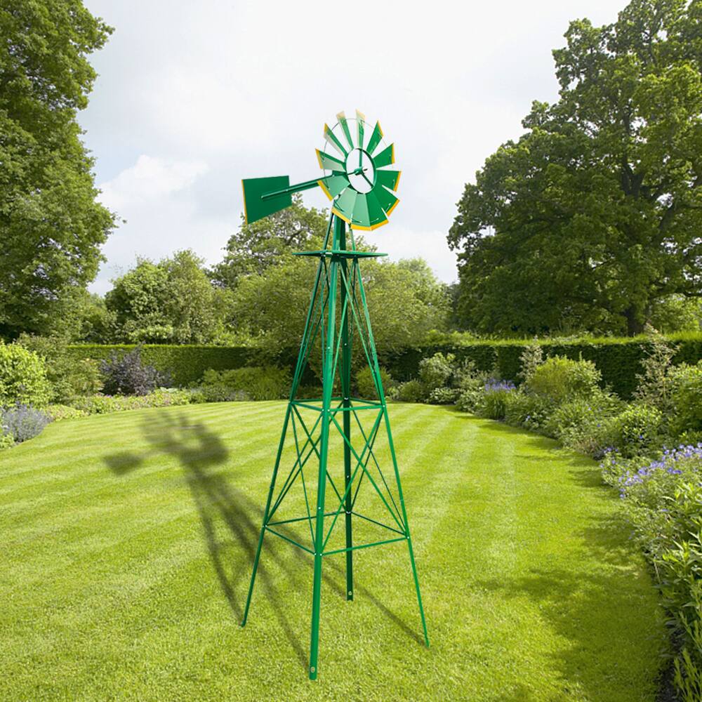 Alt View 1. Winado - Windmill 8 FT Yard Garden Metal Ornamental Wind Mill Weather Resistant Decoration for Outdoor Garden - Green.