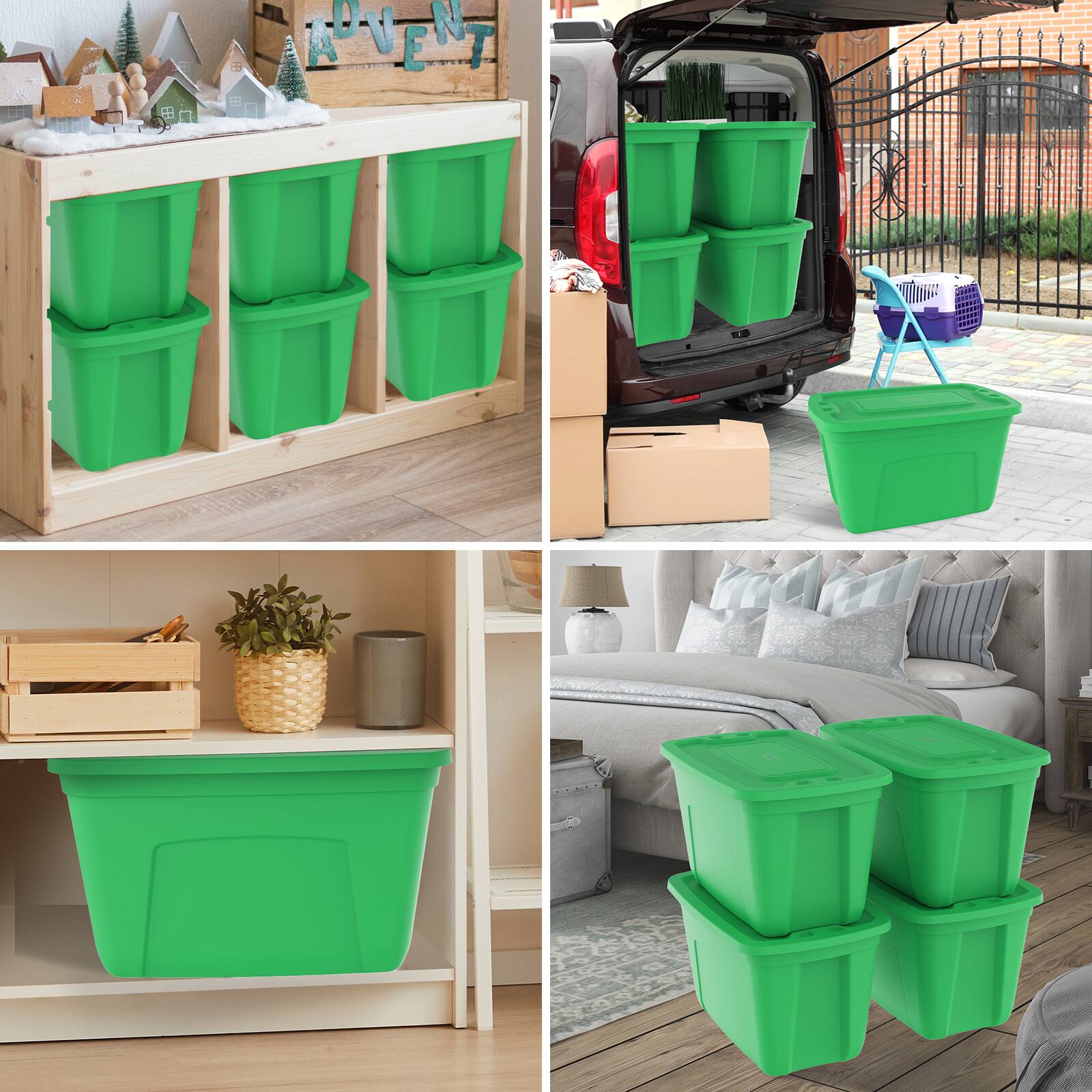 Alt View 5. SIMPLYKLEEN - SIMPLYKLEEN 4 Pack 18 Gallon Christmas Storage Bins with Lids Stackable Totes Rugged Tubs Garage Organization.