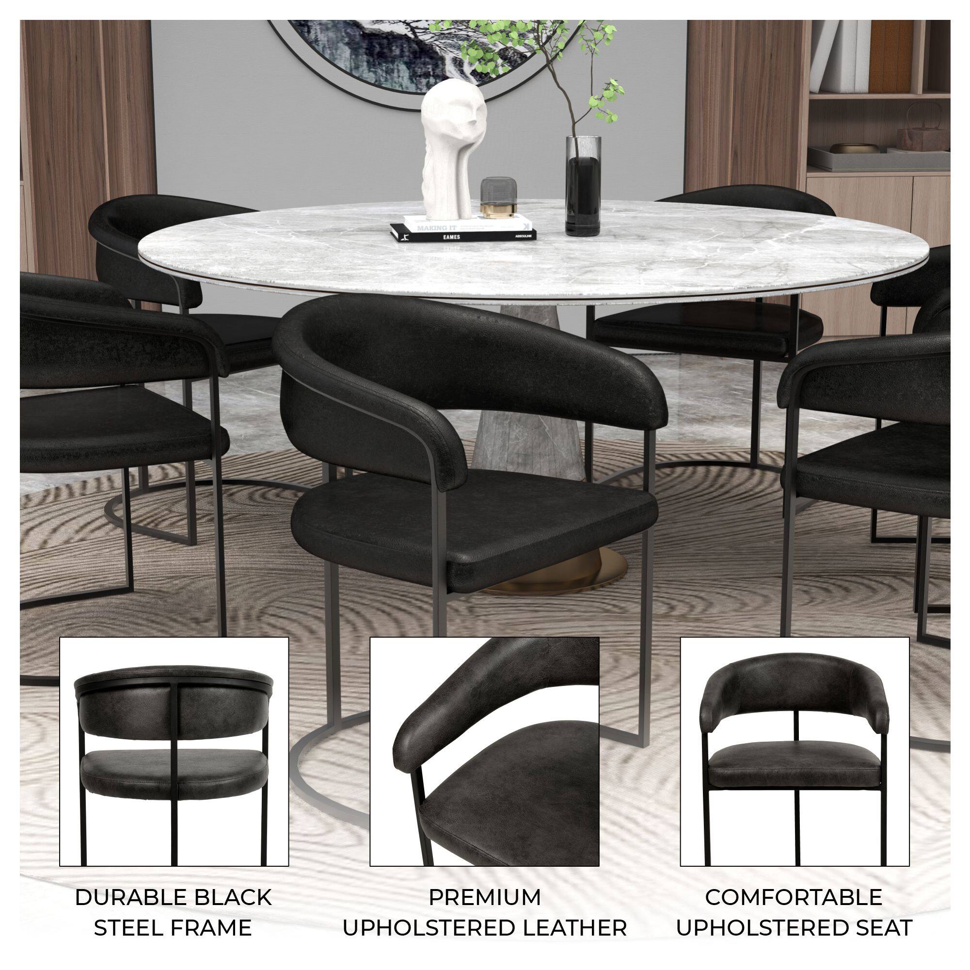 M de .. DURABLE BLACK PREMIUM COMFORTABLE STEEL FRAME UPHOLSTERED LEATHER UPHOLSTERED SEAT