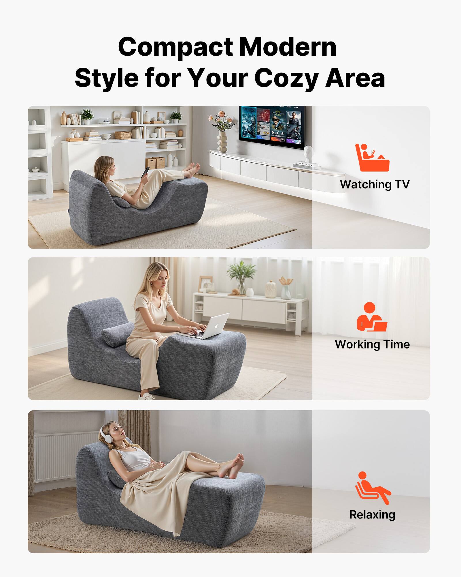 Compact Modern Style for Your Cozy Area

Watching TV

Working Time

Relaxing