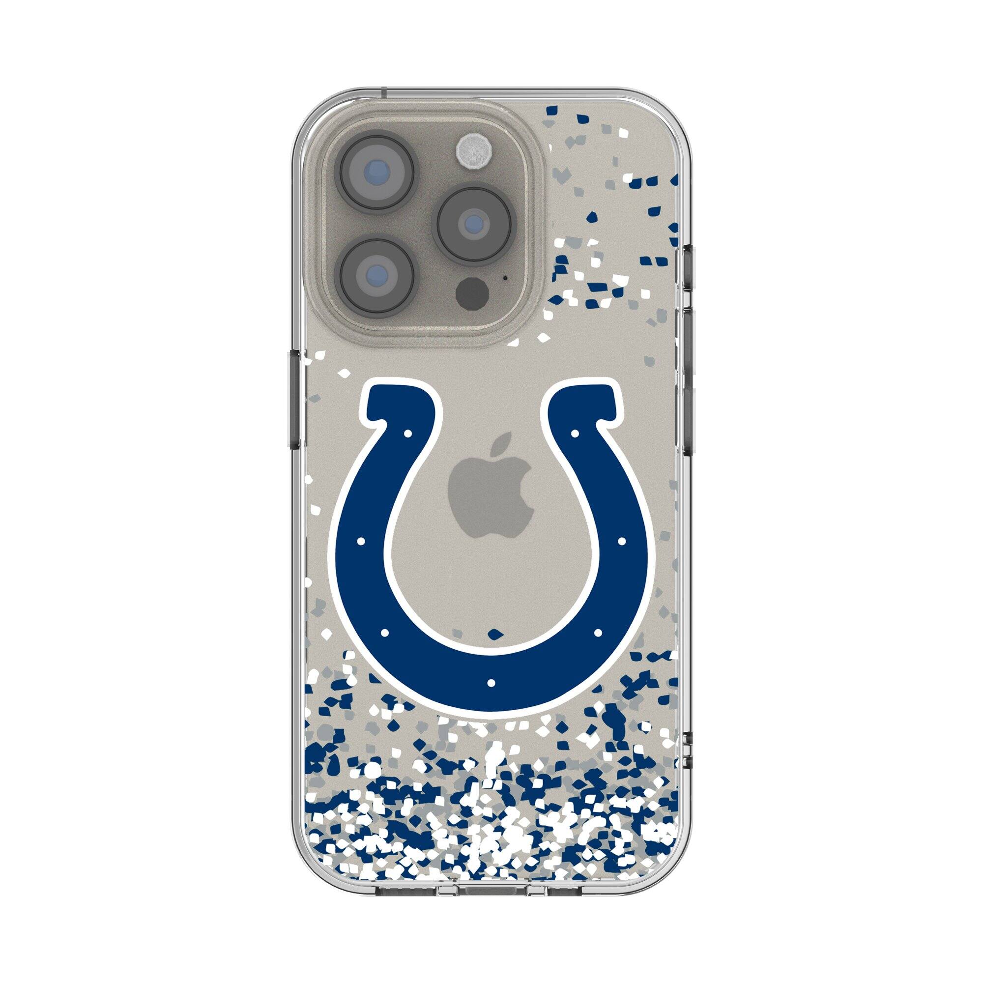 Front. Keyscaper - Indianapolis Colts iPhone Clear Case with Confetti Design - 14 Pro Max - Multicolor.