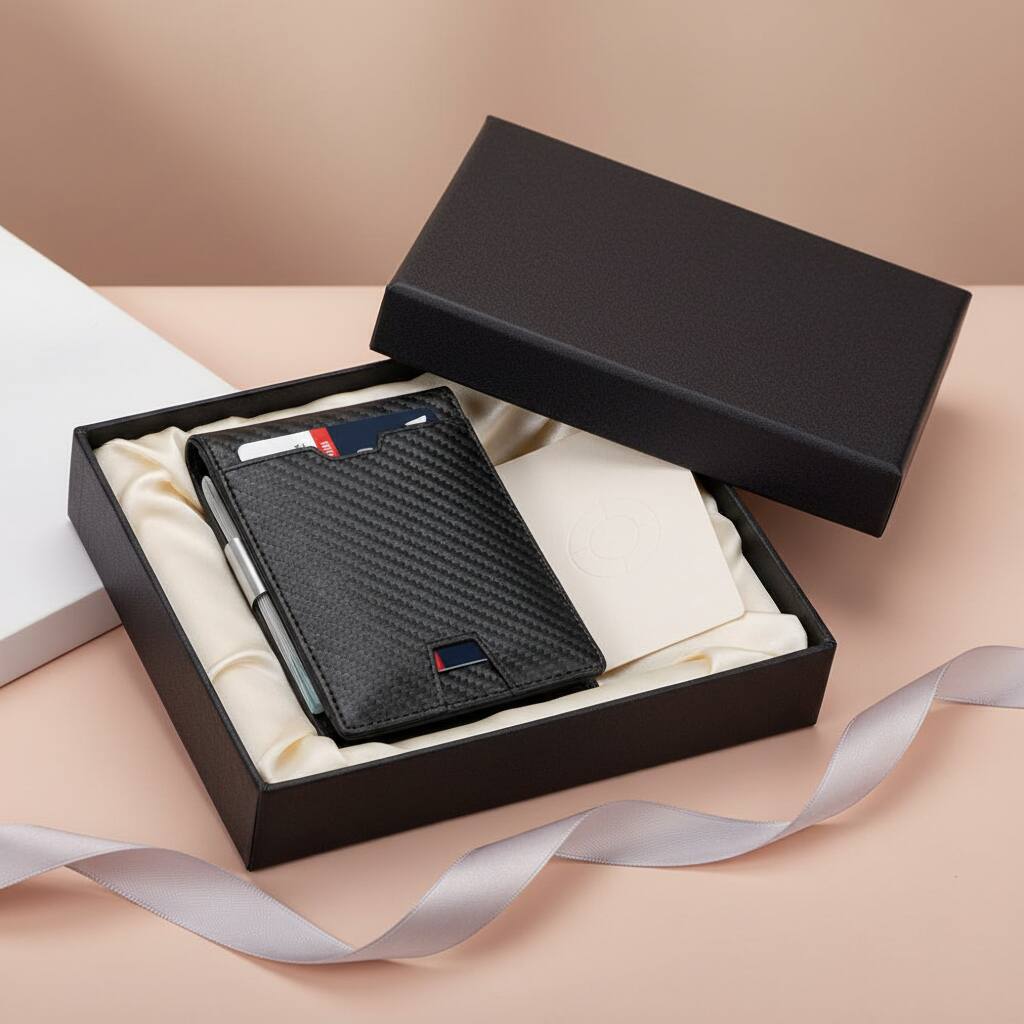 Alt View 2. ZUQIETA - ZUQIETA Money Clip & RFID Bifold - Slim Credit Card Holder Wallet for Men, Includes Gift Box - Carbon Black.