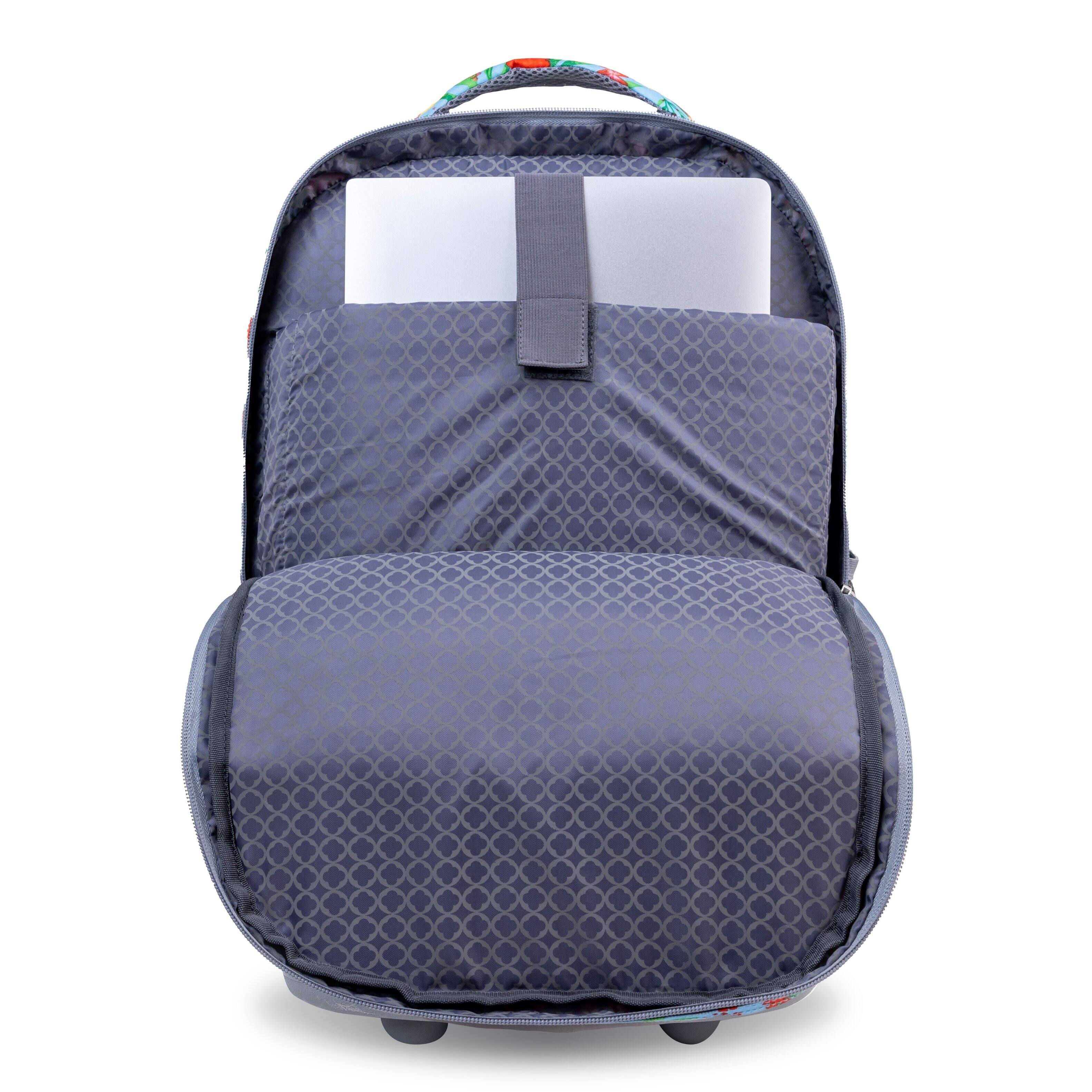 Alt View 3. J World - J World Girls Sundance 20" Rolling Backpack With Laptop Sleeve For School And Travel, Flora - FLORA.