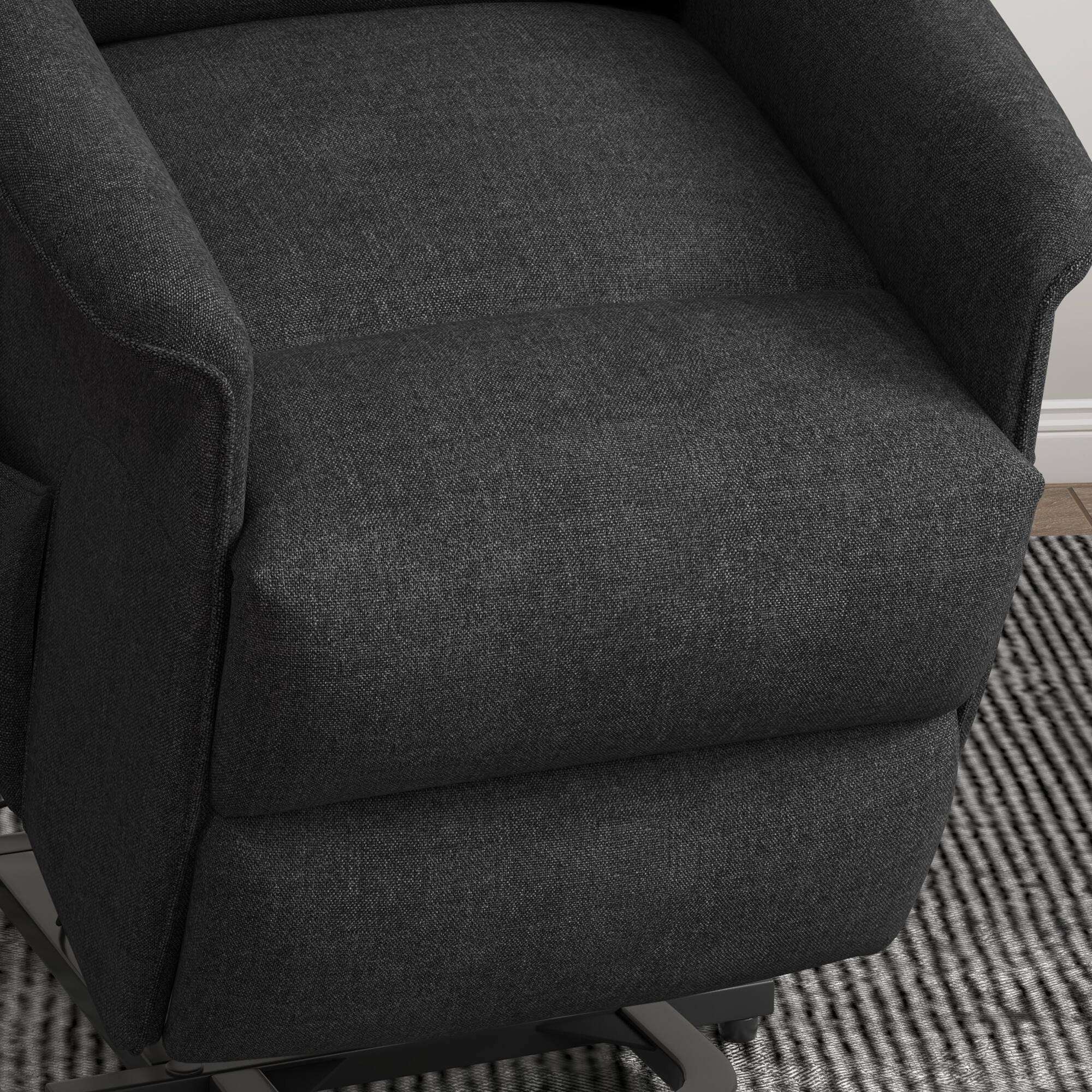 Alt View 8. Homcom - Power Lift Recliner Brown: Fabric Easy Assembly w/Remote & Side Pockets, Elderly Living Room Chair - Black.