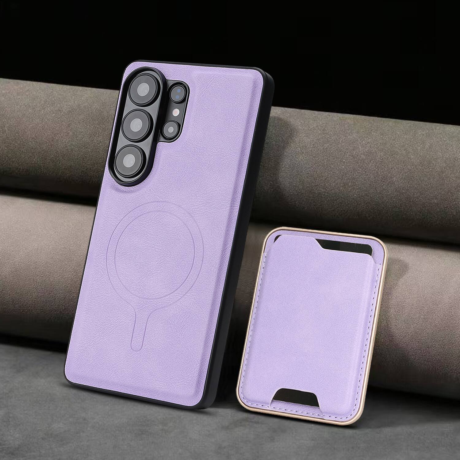 Alt View 4. Dteck - 2-in-1 Magnetic Detachable Wallet Case for Samsung Galaxy S26 Ultra, Shockproof PU Leather Phone Cover with Card Holder - Purple.