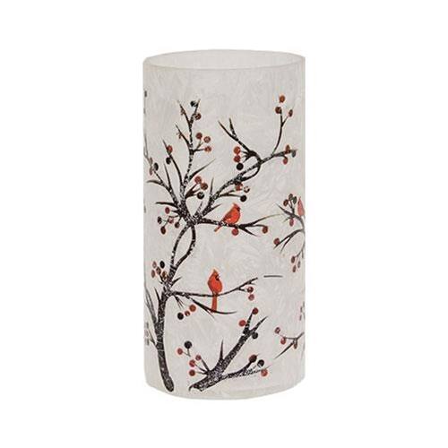 Angle. BreeBe - 2/Set Frosted Winter Cardinals on Branches Pillar Jars - Multi.