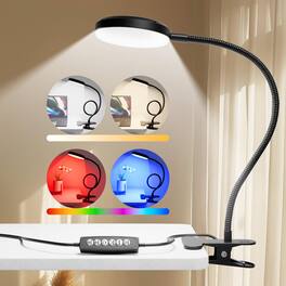 MAGICAL RUBS - Desk Lamp With Clamp-10w 2-in-1 Rgb Ambient & Warm White Light Book Reading Color Changeable/flexible Gooseneck Led L - RGB & Warm/White light with USB Port-10W
