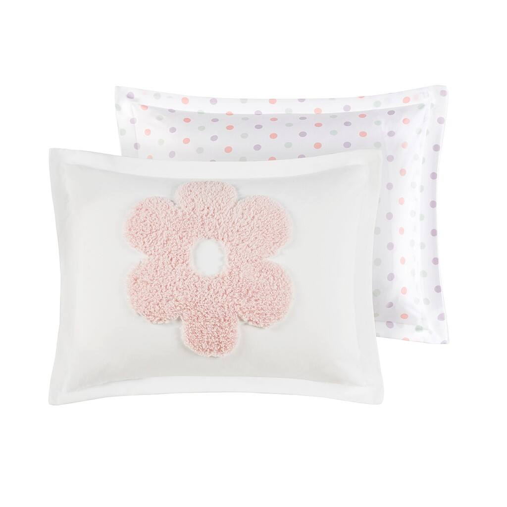 Alt View 4. Gracie Mills - Gracie Mills Eubert Colorful Floral Reversible Chenille Comforter Set with Flower Throw Pillow - White/Purple.