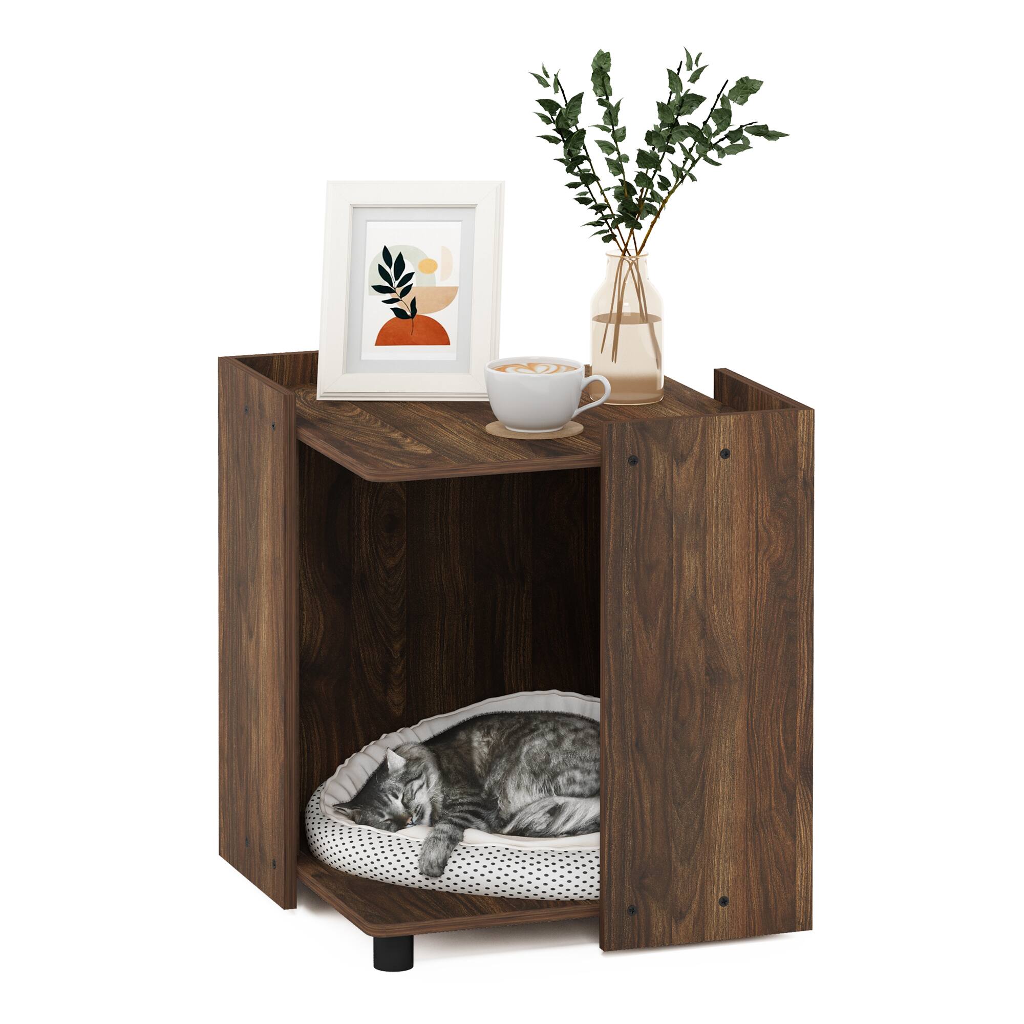 Alt View 3. Furinno - Peli Litter Box Enclosure - Columbia Walnut.