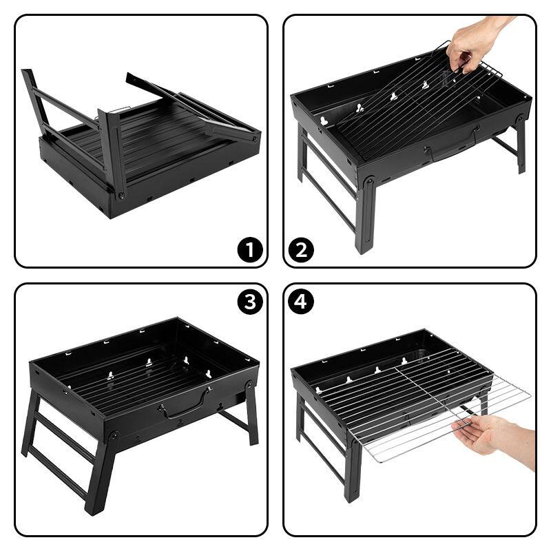 Alt View 1. PAIHOME - Foldable Charcoal Grill - Lightweight Portable BBQ for Patio/Garden/Camping, 5-Vent Design, Thickened Legs, Handbag-Styl - Black.