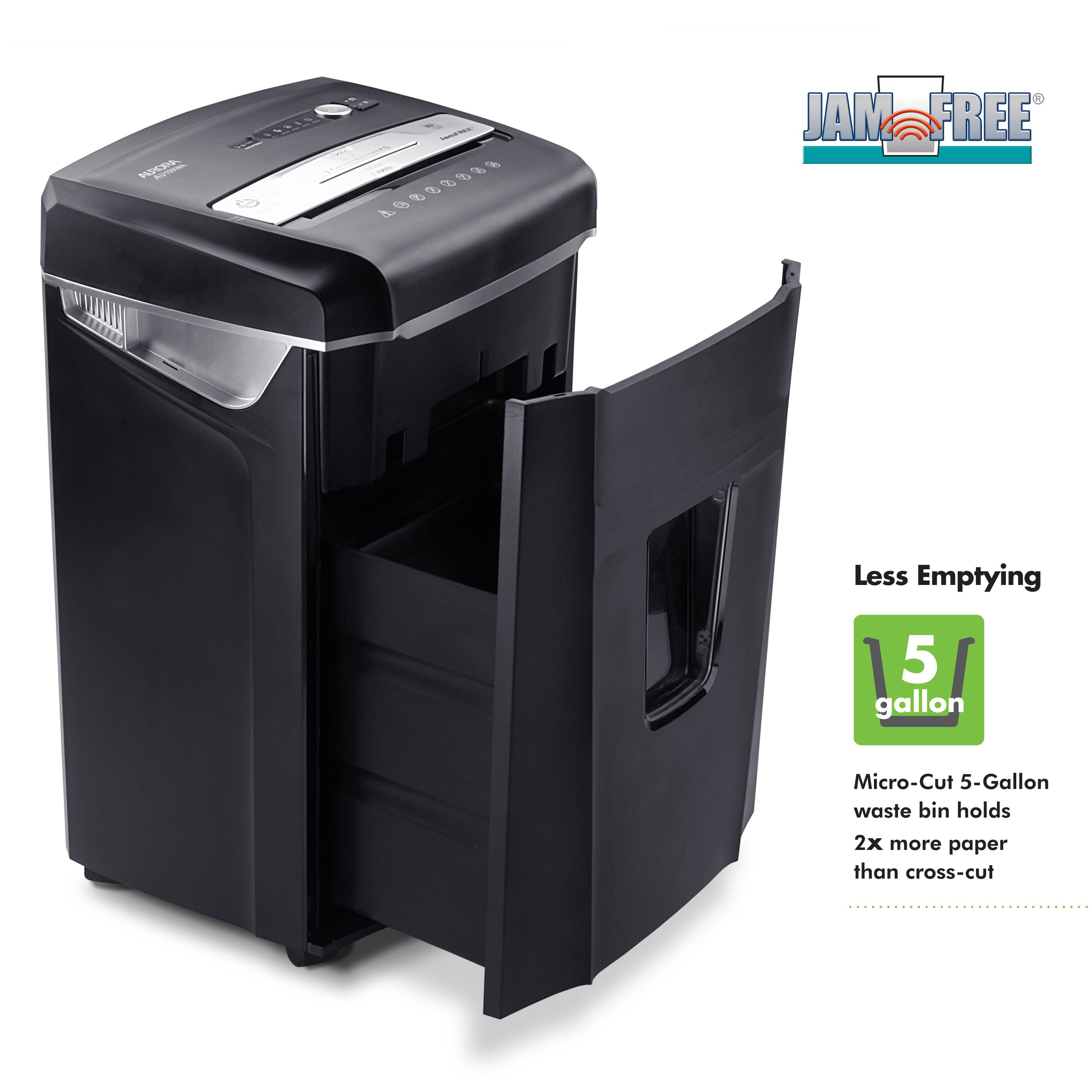 NXCP MTE - JAM FREE

Less Emptying

5 gallon

Micro-Cut 5-Gallon waste bin holds 2x more paper than cross-cut