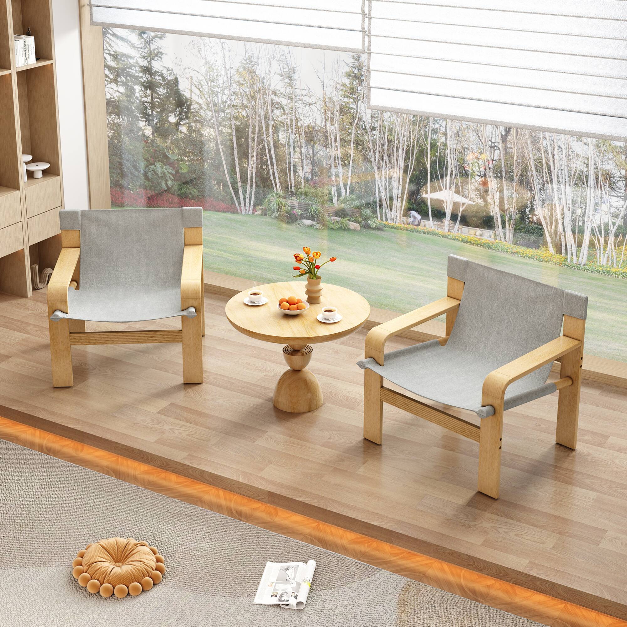 Left. GOODSILO - Modern Accent Lounge Chair with Wide Armrests and Detachable Washable Fabric Cover - Light Grey.