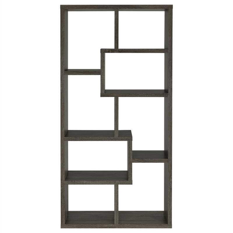 Alt View 1. HTUTWOO - 8-Shelf Geometric Bookcase-Wooden Open Back Bookshelf,70.75" Tall Vertical Storage Display Shelving Unit for Living Room - Grey.