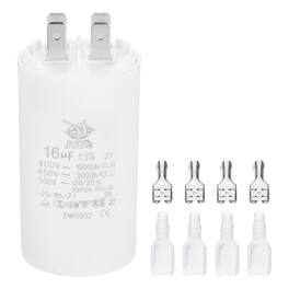 Unique Bargains - 16uF CBB60 Run Capacitor, AC 450V 4 Pin Double Insert with Sheath Spring for Motor Start - White