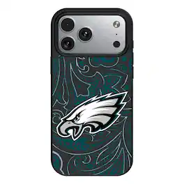 Keyscaper - NFL - Philadelphia Eagles Paisley iPhone Magnetic Bump Case - 15 Pro Max - Black