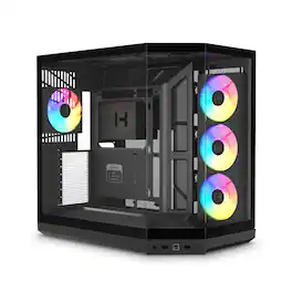 HYTE - Y50 RGB - Essential Aesthetic Gaming PC Case - 4 Included ARGB Fans (1x 120mm + 1x 360mm Reverse) - Black
