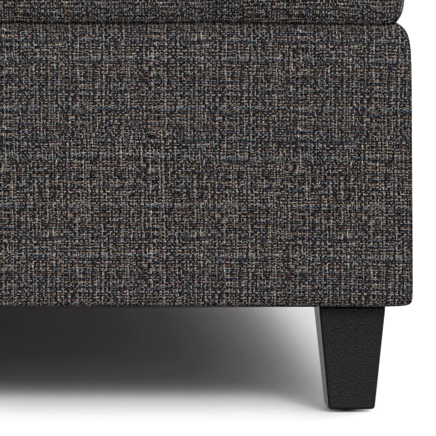 Alt View 7. Simpli Home - Harrison 40 inch Wide Transitional Square Large Coffee Table Storage Ottoman in Ebony Polyester Tweed, Assembled - Ebony.