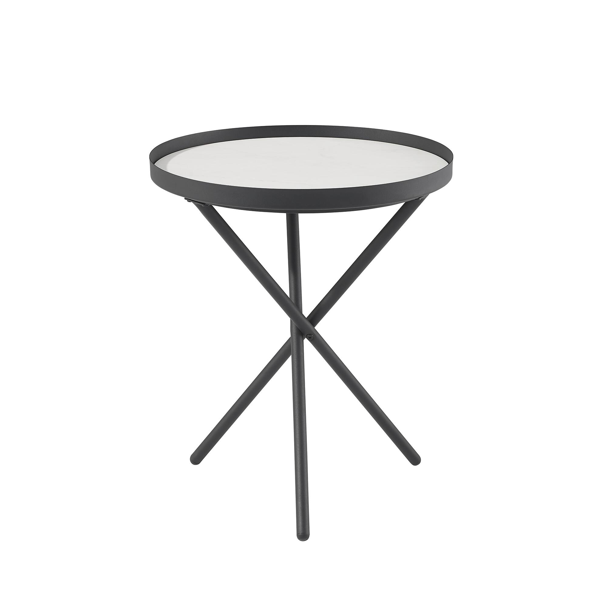 Front Zoom. Walker Edison - Contemporary Tray-Top Faux Marble Round Side Table - Black/Grey Marble.