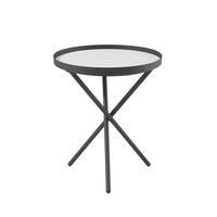 Walker Edison - Contemporary Tray-Top Faux Marble Round Side Table - Black/Grey Marble - Front_Zoom