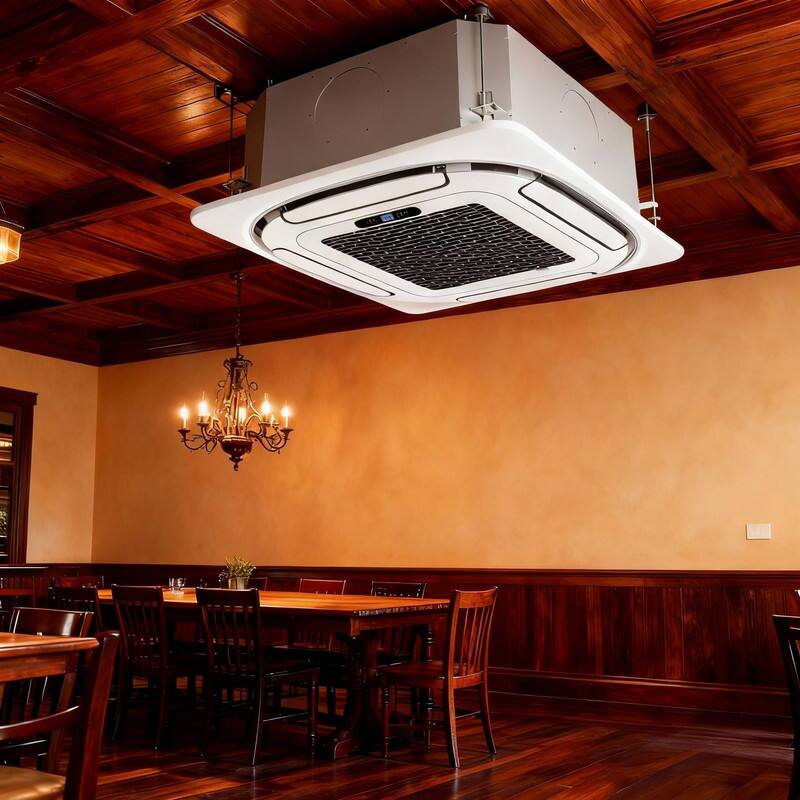 Alt View 1. Babevy - 24000 BTU Ceiling Cassette Mini Split Ductless Cooling&Heating 8-way 360 Airflow w/ Remote Controller &25ft Kit 208/230V.