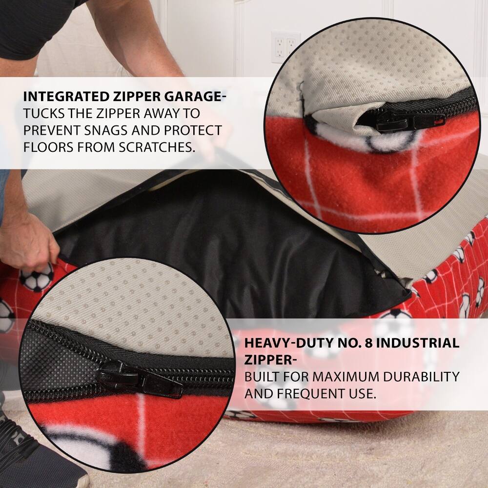 INTEGRATED ZIPPER GARAGE- TUCKS THE ZIPPER AWAY TO PREVENT SNAGS AND PROTECT FLOORS FROM SCRATCHES.

HEAVY-DUTY NO. 8 INDUSTRIAL ZIPPER- BUILT FOR MAXIMUM DURABILITY AND FREQUENT USE.
