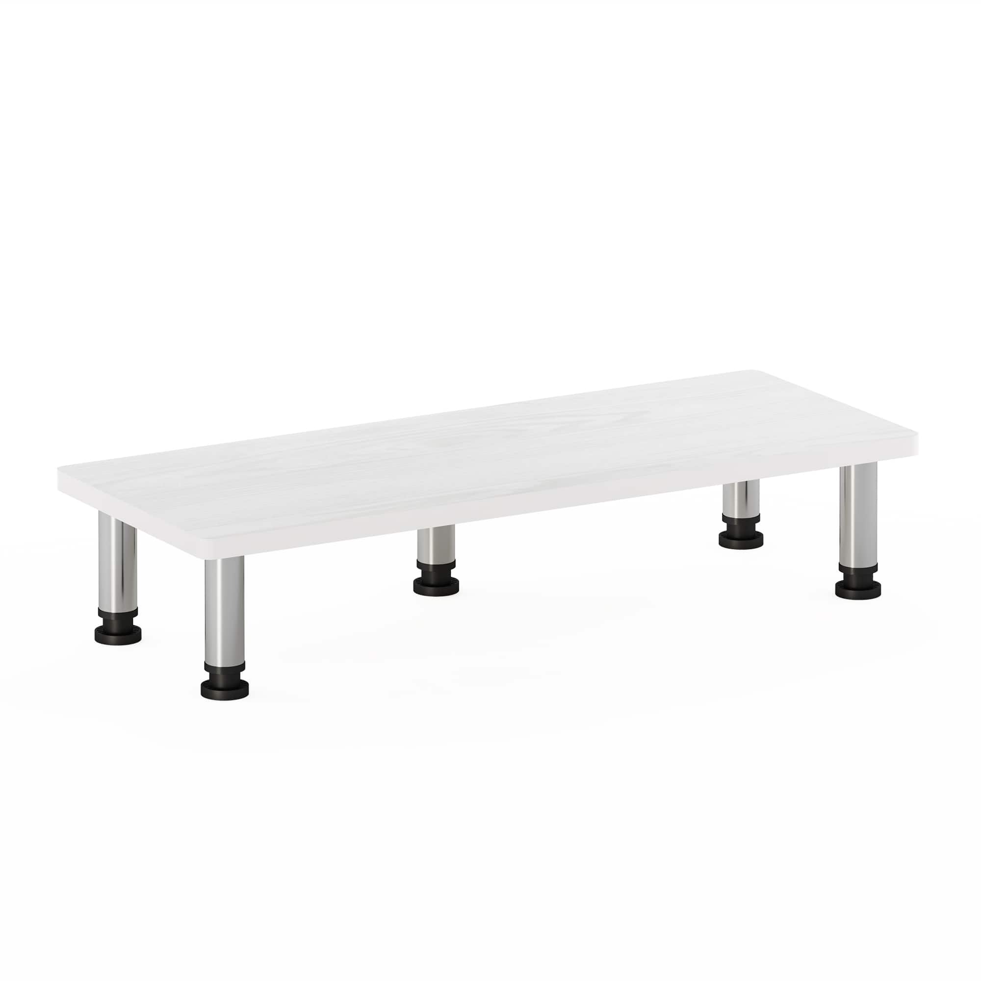Front. Furinno - Turn-N-Tube Monitor Riser Stand - White Oak/Stainless Steel.
