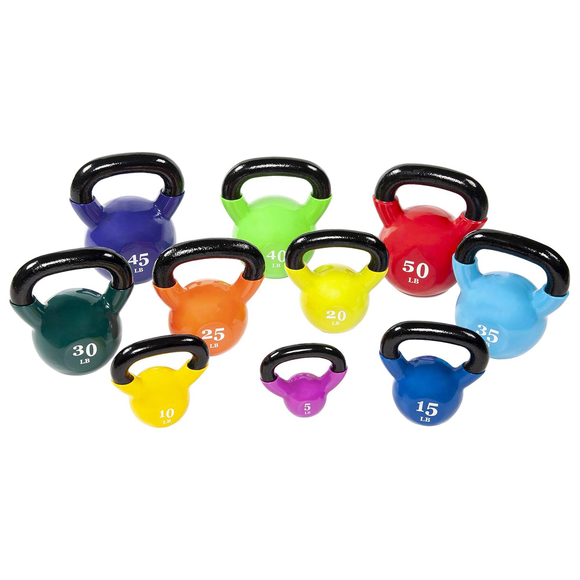 Alt View 3. Fitvids - Fitvids 15 lb Vinyl-Coated Kettlebell With Handle for Strength Training, Blue - Blue.