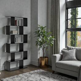 Hivvago - Tall 6-Layer Zigzag Book Shelf Display Unit for Home Decor - Black
