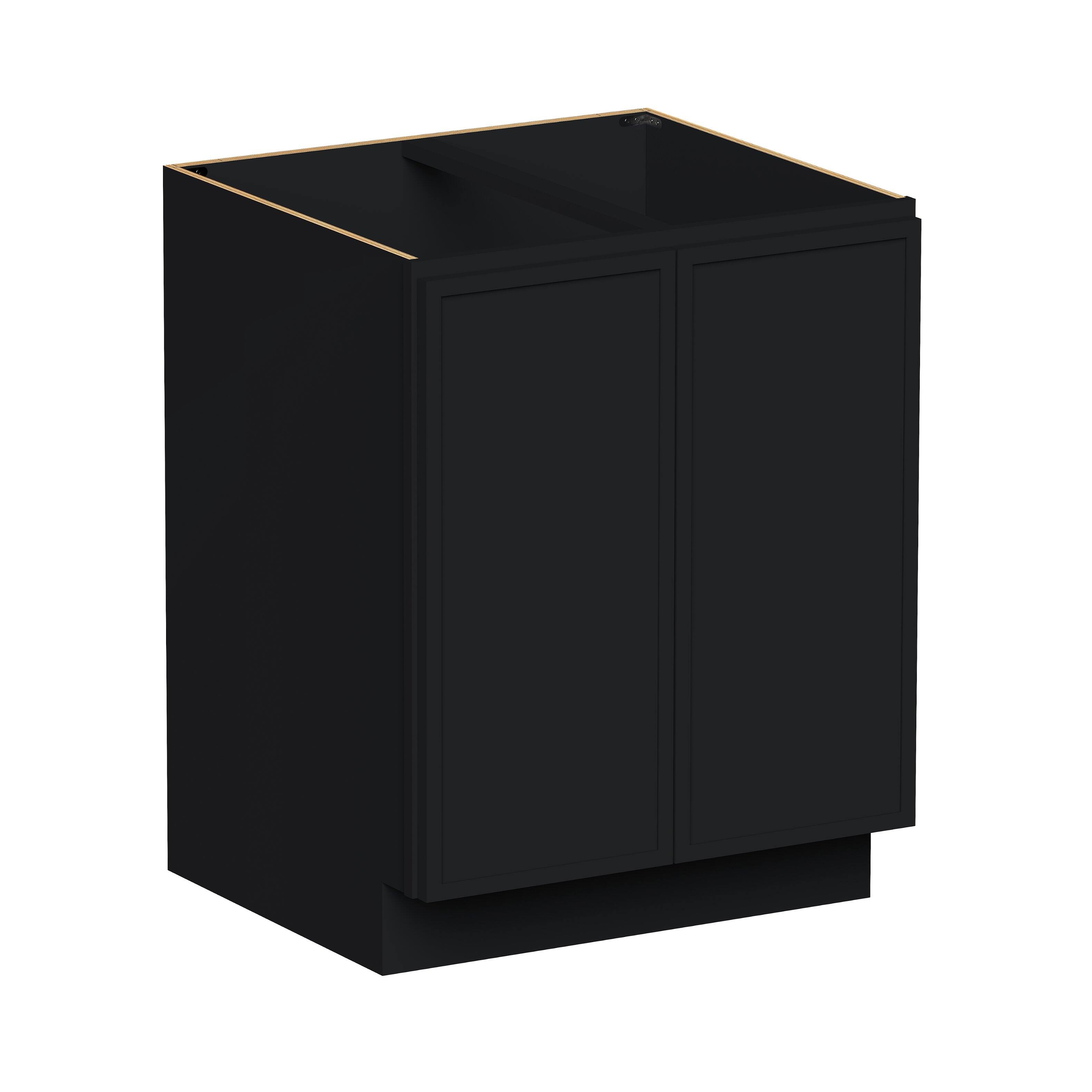 Boyel Living - 27-in W x 34.5-in H x 24-in D Shaker RTA Kitchen Full Height Door Base Cabinet with Soft-Close - Black