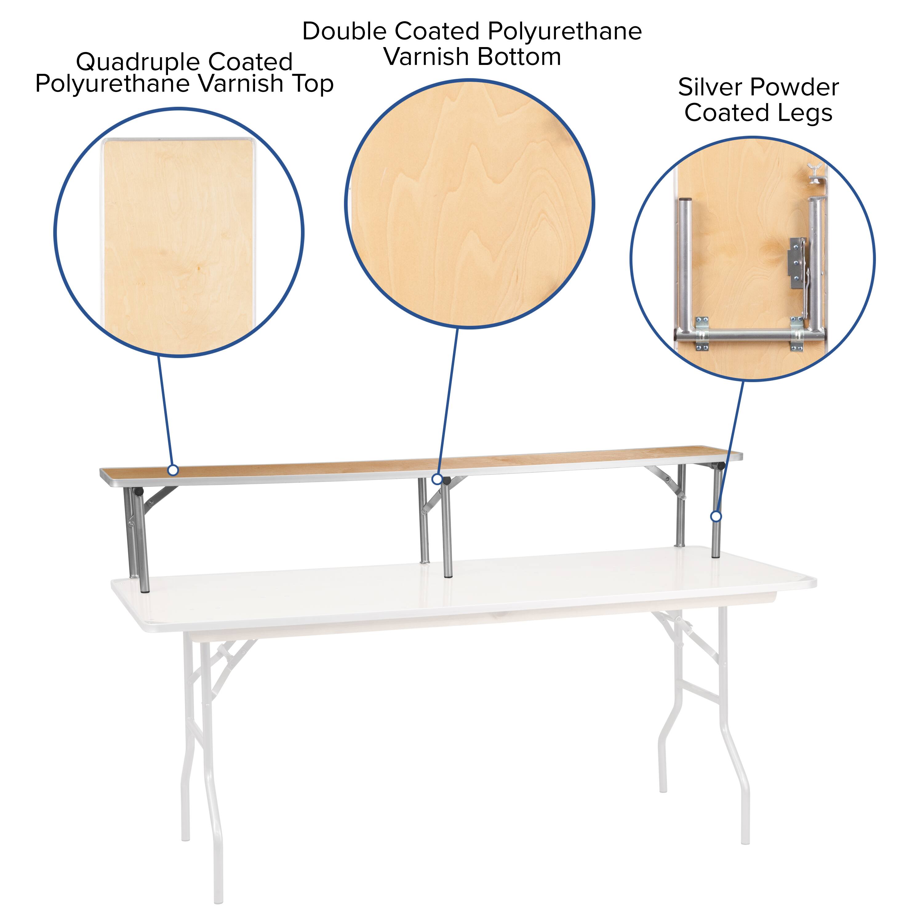 Double Coated Polyurethane Varnish Bottom  
Quadruple Coated Polyurethane Varnish Top  
Silver Powder Coated Legs