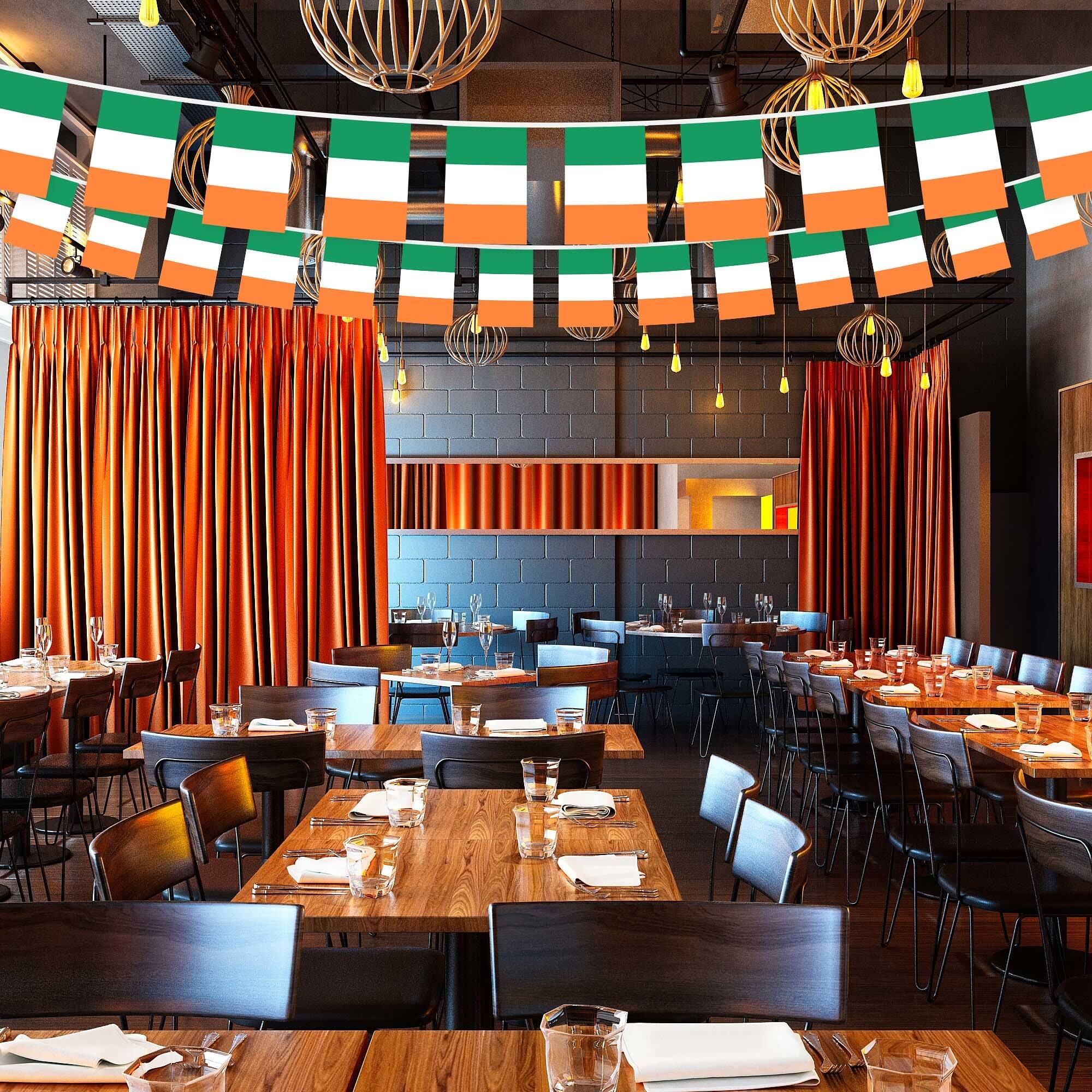 Alt View 1. G128 - Ireland Flag Bunting Banner — 33 ft String with 38 Mini Flags (8.2 x 5.5 in, 150D Polyester). - Assorted Colors.