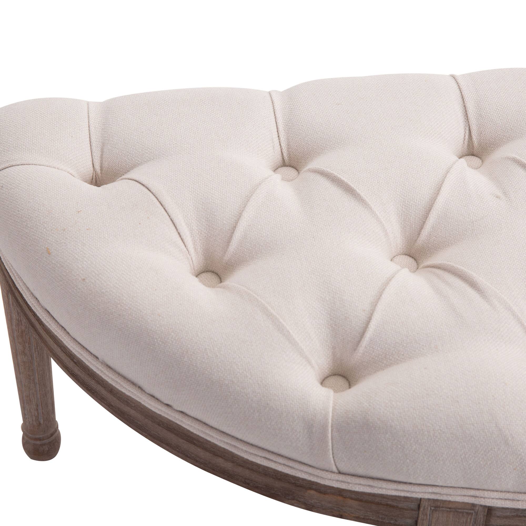Alt View 6. Homcom - HOMCOM Semi-Circle Tufted Bench: Rubberwood Legs French Style Upholstered Ottoman Off White - Charcoal Gray.