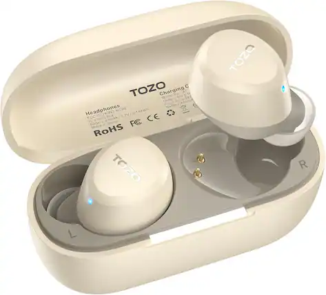 C TOZO Charging A1
0.1 Output: 5V/10 38A
Battery: 400mAh
Battery Headphones 10 148Wh
FCC IC:2020:40mAh/3.7V/0.1 3.7V
CE
Battery: 40mAh
Made in China
FC
ROHS
TOZO
R
L