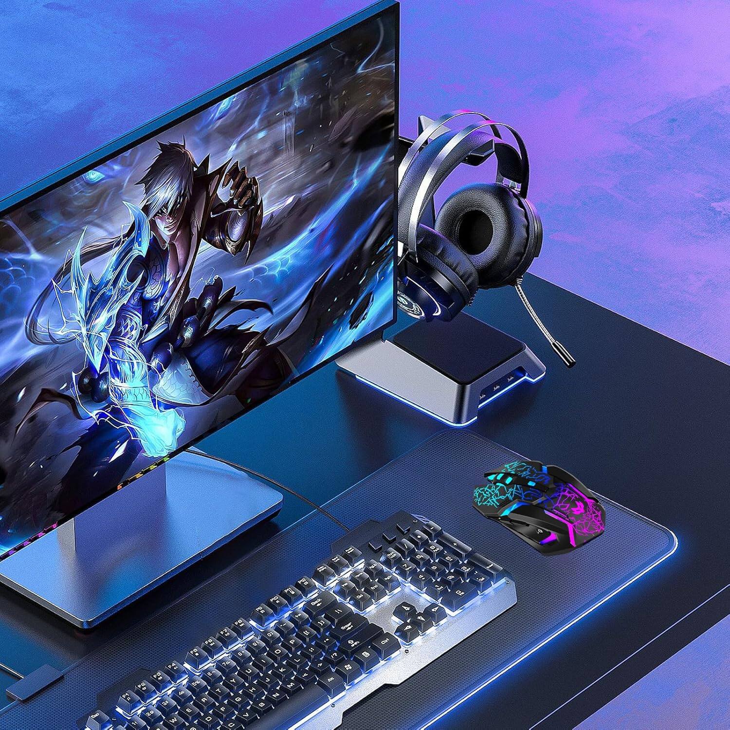 Alt View 3. Core Tech - Wireless Gaming Mouse Rechargeable with USB Receiver – Ergonomic Silent Mouse with Adjustable DPI, LED Lighting, USB-C F - RGB.