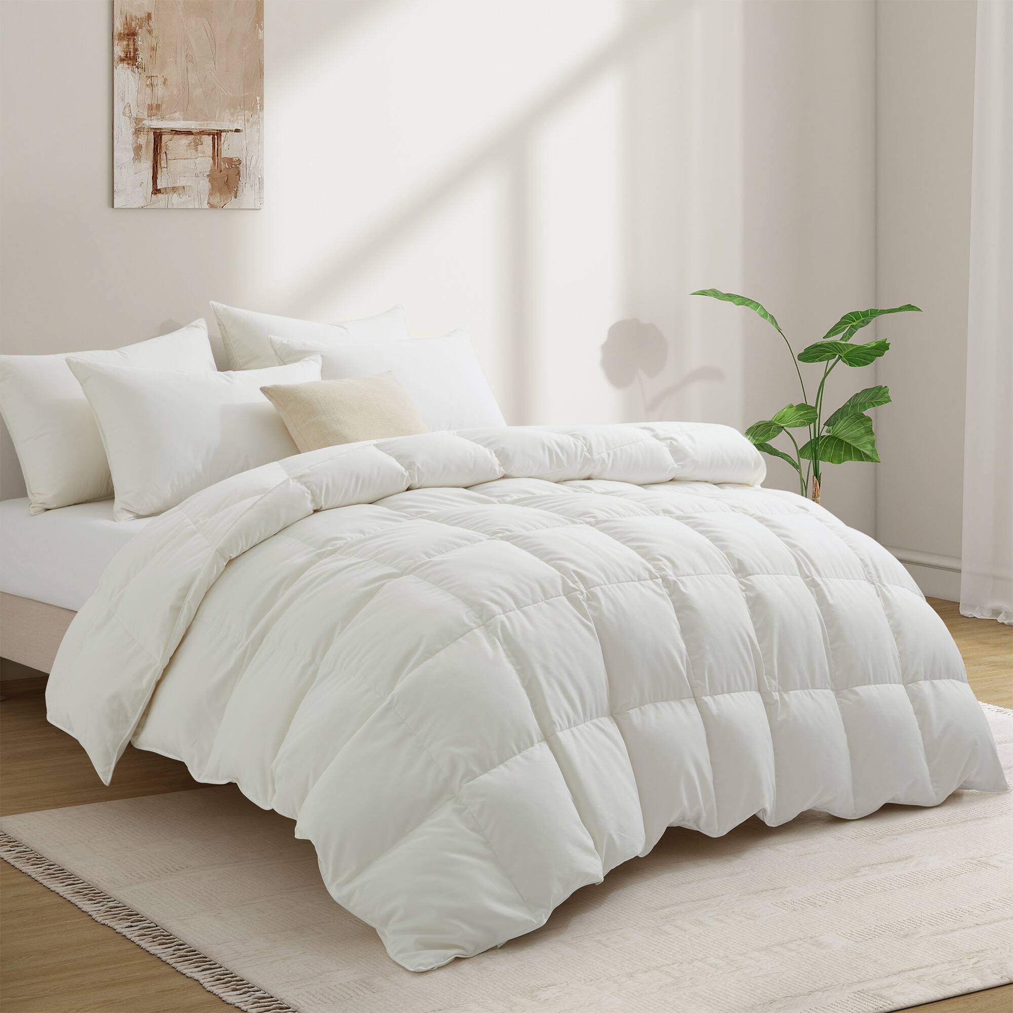 Angle. Peace Nest - Peace Nest White Goose Down Feather Fiber Comforter Duvet Insert, White, Full/Queen - White.