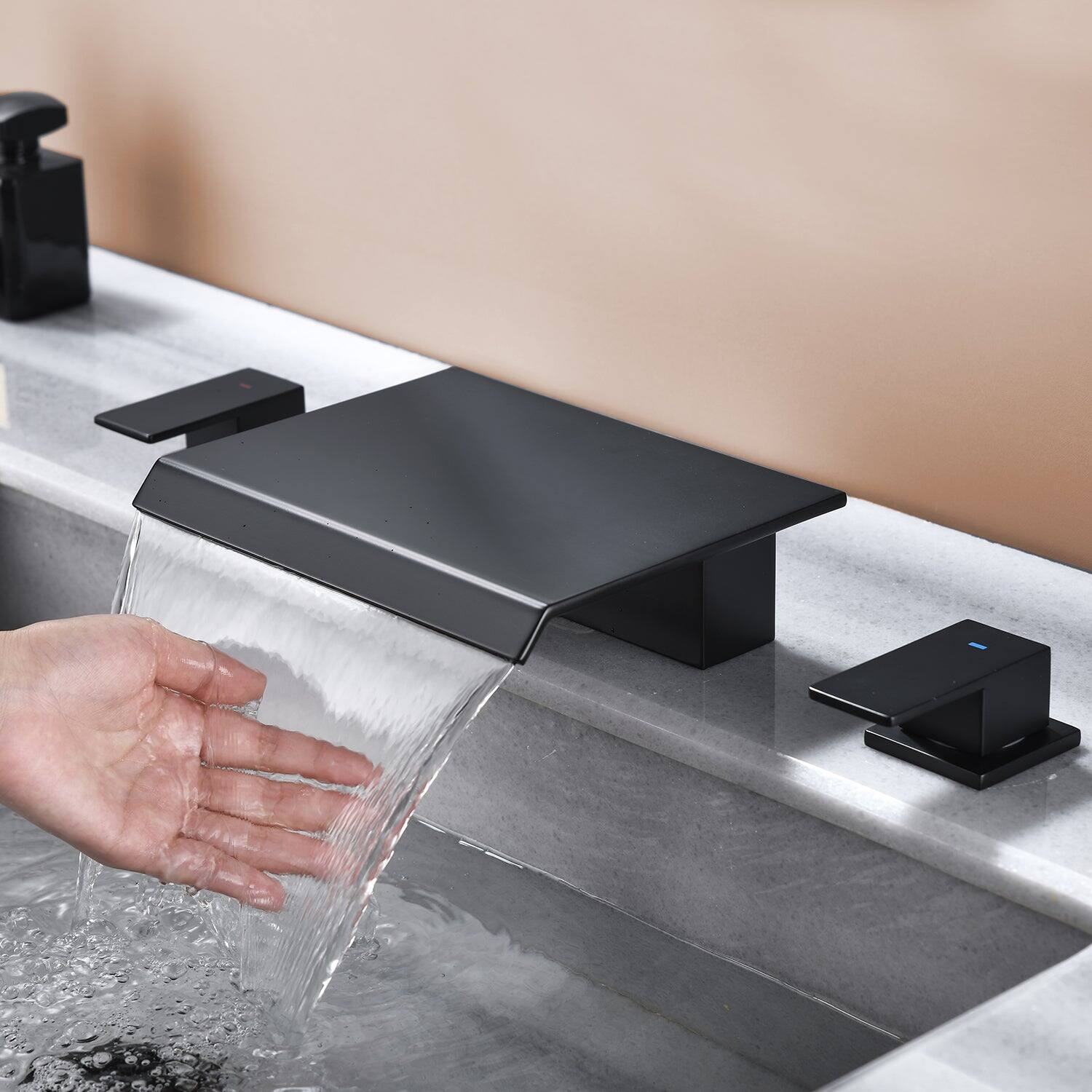 Alt View 3. Boyel Living - Black Faucet SUS304 Waterfall Spout cUPC Quick Connect Temporary Shelf - Matte Black.