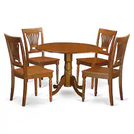 East West Furniture - 5 Pc Kitchen nook Dining set-small Kitchen Table and 4 Dining Chairs - Saddle Brown