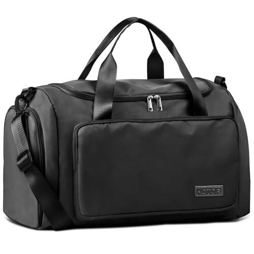 Front. Fabibe - Gym Bag for Men and Women - Travel Duffle with Shoe Compartment Waterproof Pocket Carry on Luggage Trolley Sleeve Spo... - Black-19.7" × 9.8" × 11.8".