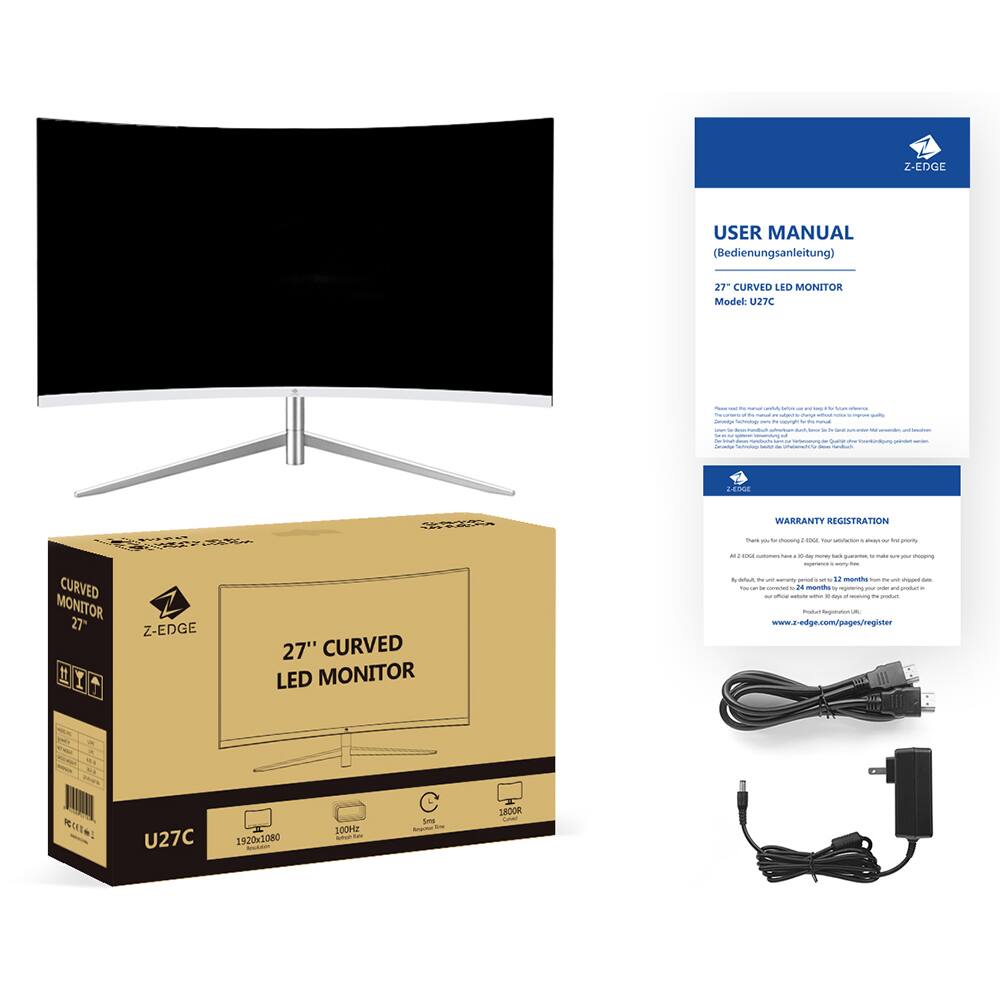 Z-EDGE USER MANUAL (Bedienungsanleitung) 27" CURVED LED MONITOR Model: U27C

WARRANTY REGISTRATION

27" CURVED LED MONITOR

www.z-edge.com/pages/register

U27C 1920x1080 100Hz