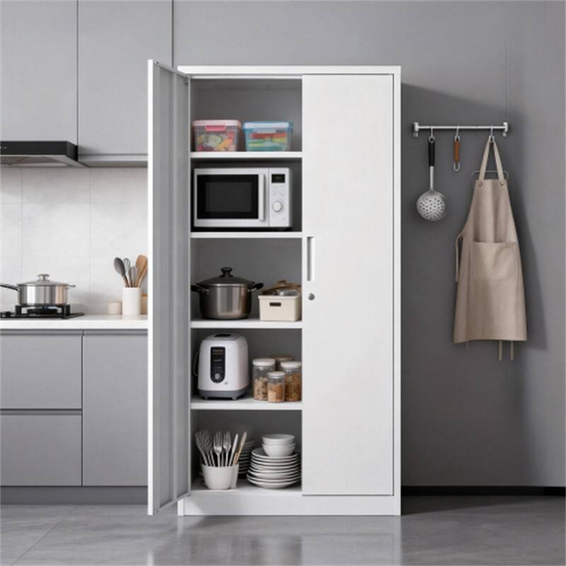 Angle. HTUTWOO - 71"H Garage Storage Cabinet –Tool Locking Cabinet with Doors and 4 Shelves, Lockable Tall Cabinets,Storage File Cabinet - Black.