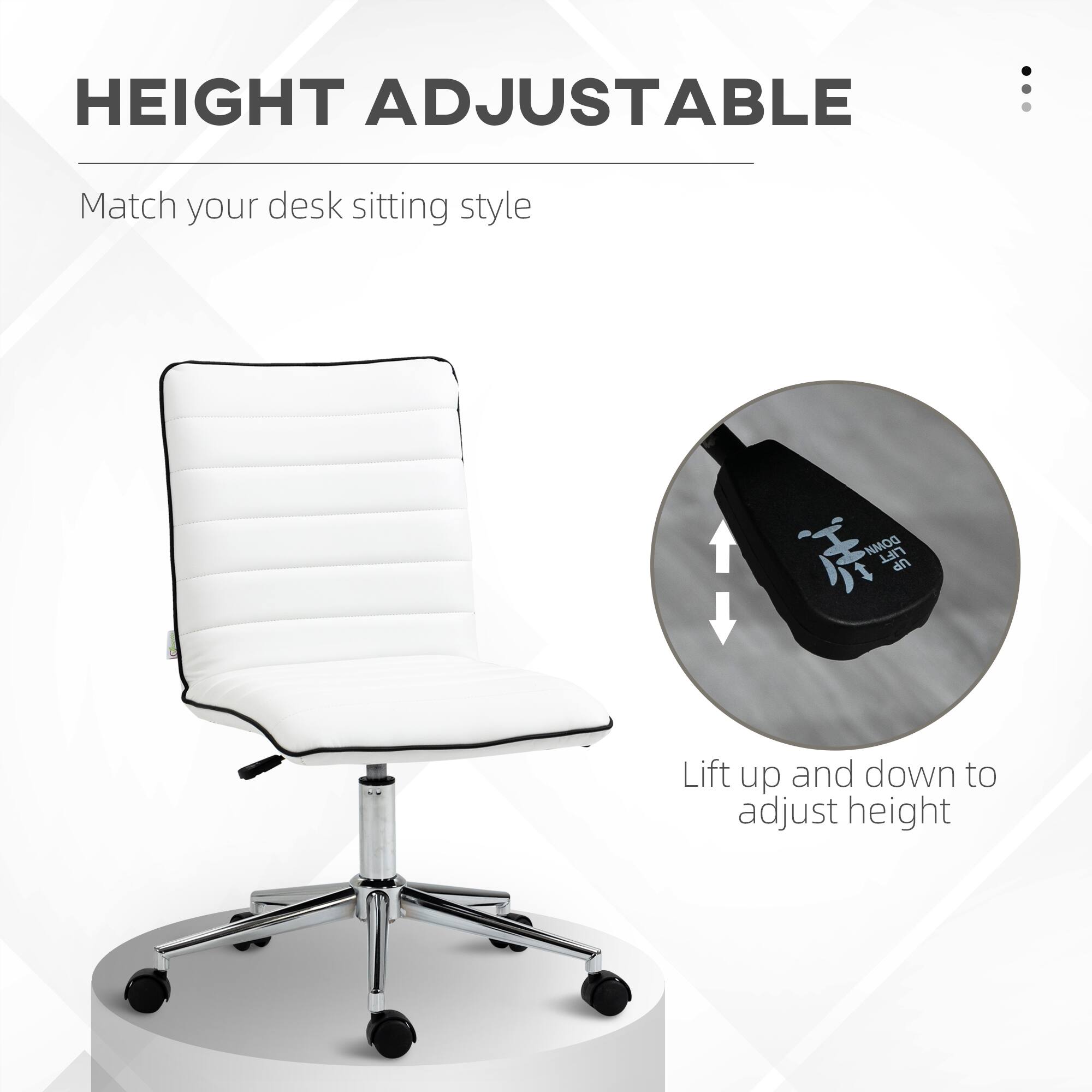HEIGHT ADJUSTABLE  
Match your desk sitting style  

Lift up and down to adjust height