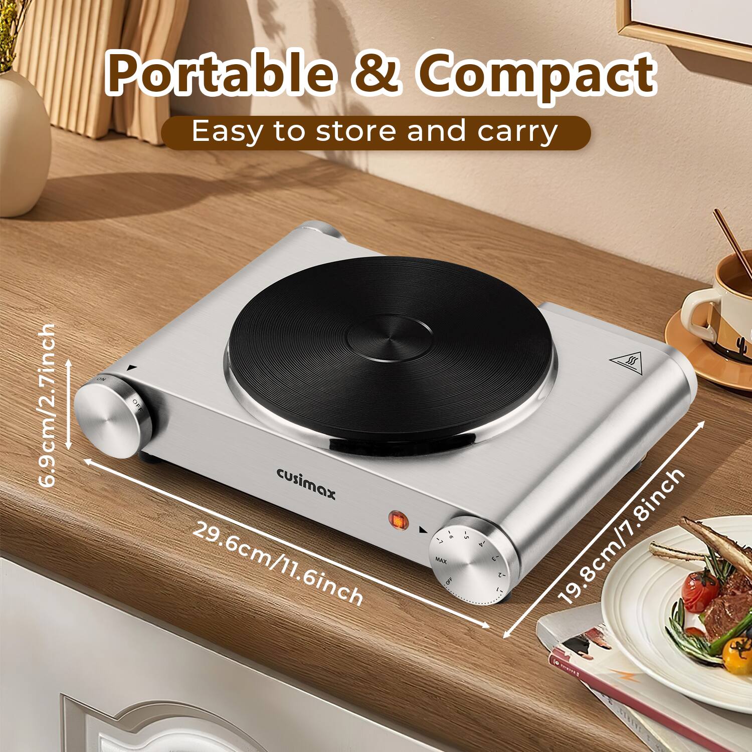 Portable & Compact  
Easy to store and carry  

6.9cm/2.7inch  
29.6cm/11.6inch  
19.8cm/7.8inch