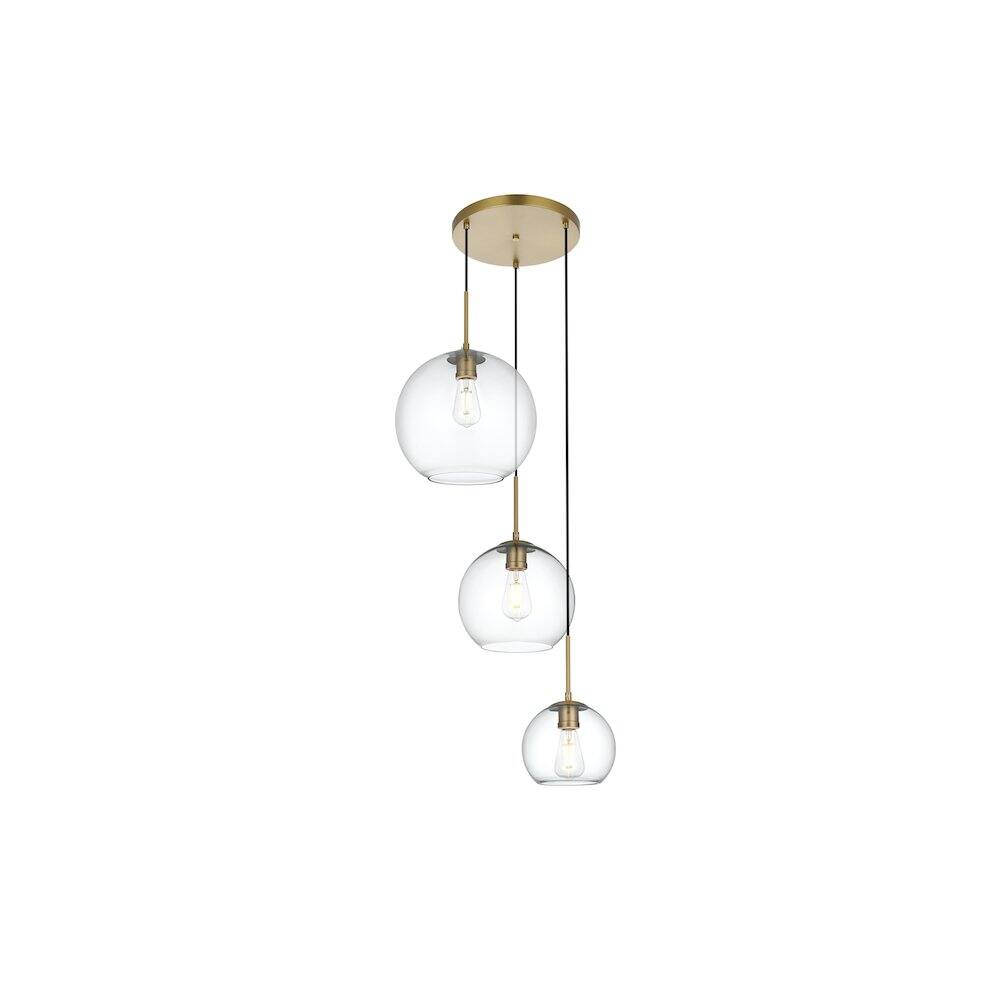 Alt View 1. Living District - Baxter 21 Inch Pendant Clear Shade in Satin Gold - Satin Gold And Clear.