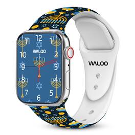 Waloo - Hanukkah/Holiday Fun Silicone Sport Band For Apple Watch - Navy